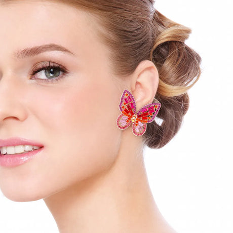 Alloy Inlaid Rhinestone Butterfly Earrings - V.I.P Digital Presence