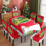 Christmas Waterproof Printed Tablecloth Restaurant Home Printed Chair Cover Christmas Tablecloth Chair Cover Decorative Set - V.I.P Digital Presence