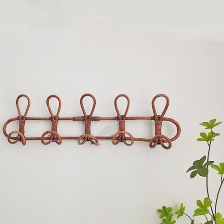 Vintage rattan woven coat hook simple wall hanging hook decorative coat hook entrance hanging clothes hook - V.I.P Digital Presence