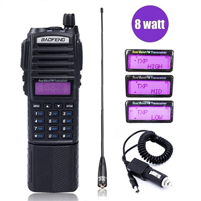 UV-82 8W Powerful Walkie Talkie 1/4/8Watts 10KM lLong Range 2 Way CB Radio UV 82 Handheld UV82 +na-771+Car Charger - V.I.P Digital Presence