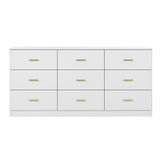 Modern White 9-Drawer Dresser for Bedroom - Ample Storage Wide Chest of Drawers, Sturdy & Safe - V.I.P Digital Presence