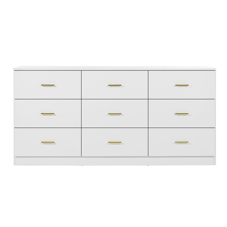 Modern White 9-Drawer Dresser for Bedroom - Ample Storage Wide Chest of Drawers, Sturdy & Safe - V.I.P Digital Presence