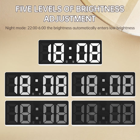 Multifunctional LED Digital Clock: Features number display, color nightlight, temp, calendar, alarm. Large size, backlit, great - V.I.P Digital Presence