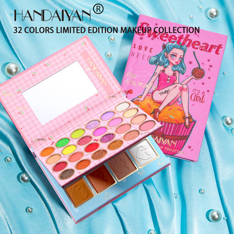 HANDAIYAN 32 Color Makeup Palette Eye Shadow + Blush Highlighter Makeup Set Set Box Pearl Matte Eye Shadow - V.I.P Digital Presence