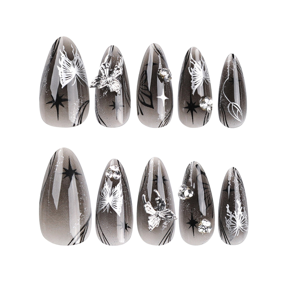 Bow wear manicure long almond nails fake nails - V.I.P Digital Presence