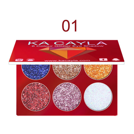 KA CAYLA 6 Colors Diamond Sequin Eyeshadow Palette Shiny Glitter Powder Highlight Eyeshadow Stage Makeup - V.I.P Digital Presence