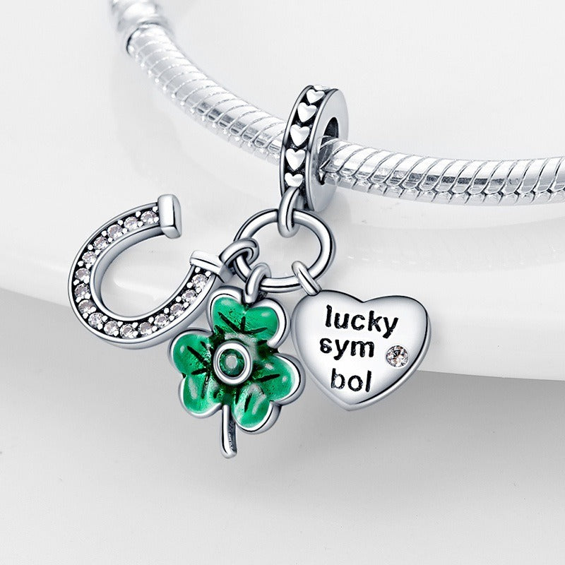 U-shaped Horseshoe Clover Wishing Tree Pendant Copper Silver Plated DIY Jewelry - V.I.P Digital Presence