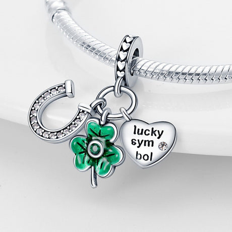U-shaped Horseshoe Clover Wishing Tree Pendant Copper Silver Plated DIY Jewelry - V.I.P Digital Presence