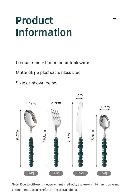 Set of 4 Stainless Steel price Creative Stainless Steel Colorful Pearl Handle Spoon Fork Knife High End Cutlery Set - V.I.P Digital Presence