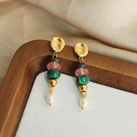 Natural Stone Freshwater Pearl Dangle Earrings - V.I.P Digital Presence