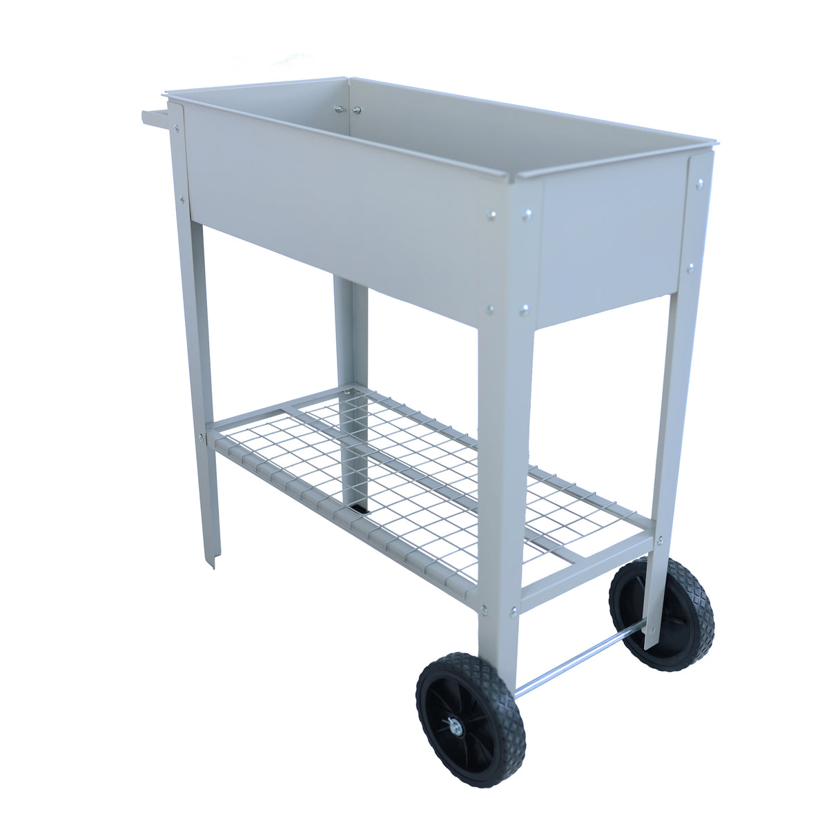 Aveyas mobile metal elevated garden bed cart, with legs, elevated flowerpot box with wheels (gray) - V.I.P Digital Presence