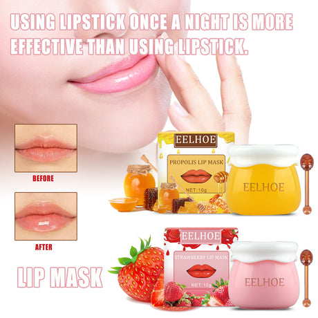 Strawberry Honey Lip Mask With Lip Brush Moisturizing Lip Mask Desalt Lip Color Moisturize Light Lip Lines Are Not Greasy And Easy To Absorb - V.I.P Digital Presence