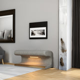 Entryway Bench Leather Upholstered Ottoman with LED sensor light for living room ,bedroom,end of bed - V.I.P Digital Presence