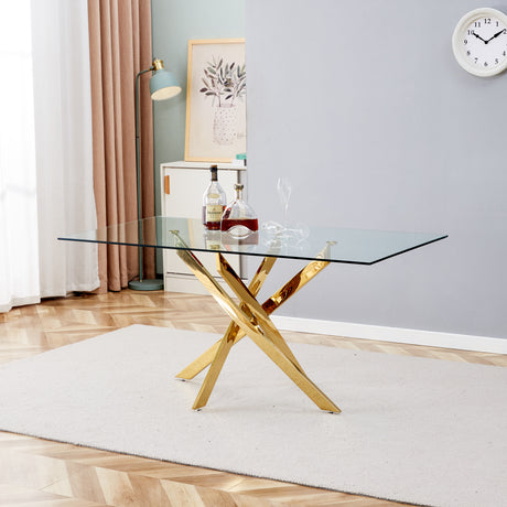 BL-16080-CLEAR GLASS-GOLD TABLE CLEAR GLASS TOP - V.I.P Digital Presence