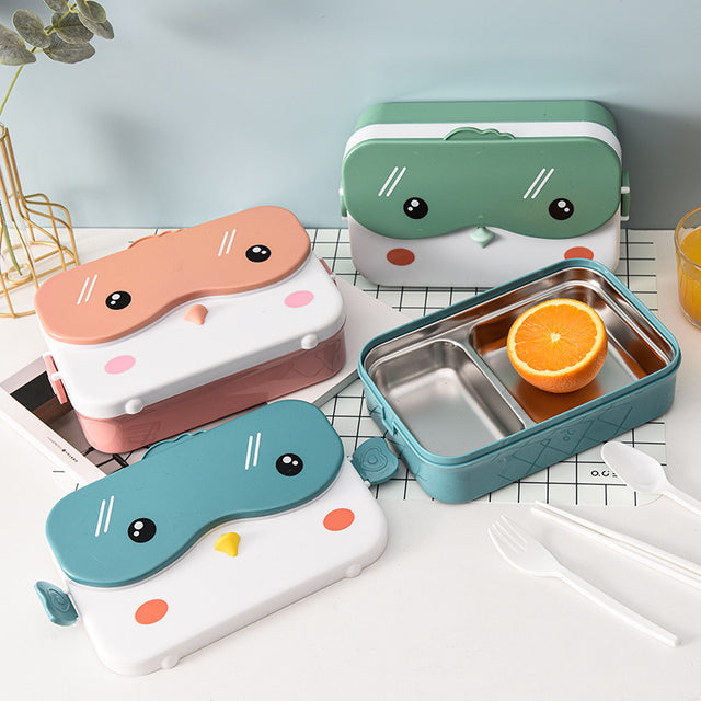 Cartoon cute microwaveable stainless steel lunch box with compartments for insulation and portable lunch box - V.I.P Digital Presence
