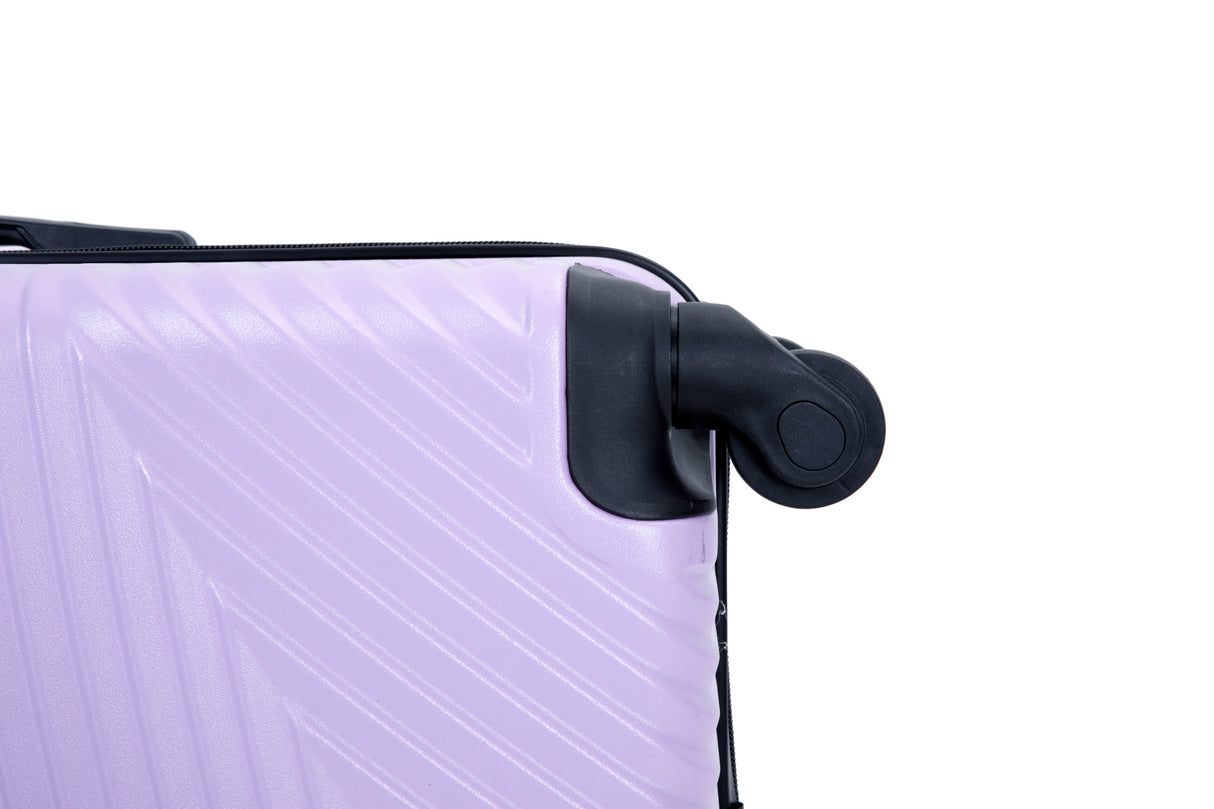3 Piece Luggage Sets PC+ABS Lightweight Suitcase with Two Hooks Spinner Wheels (20/24/28) Light Purple