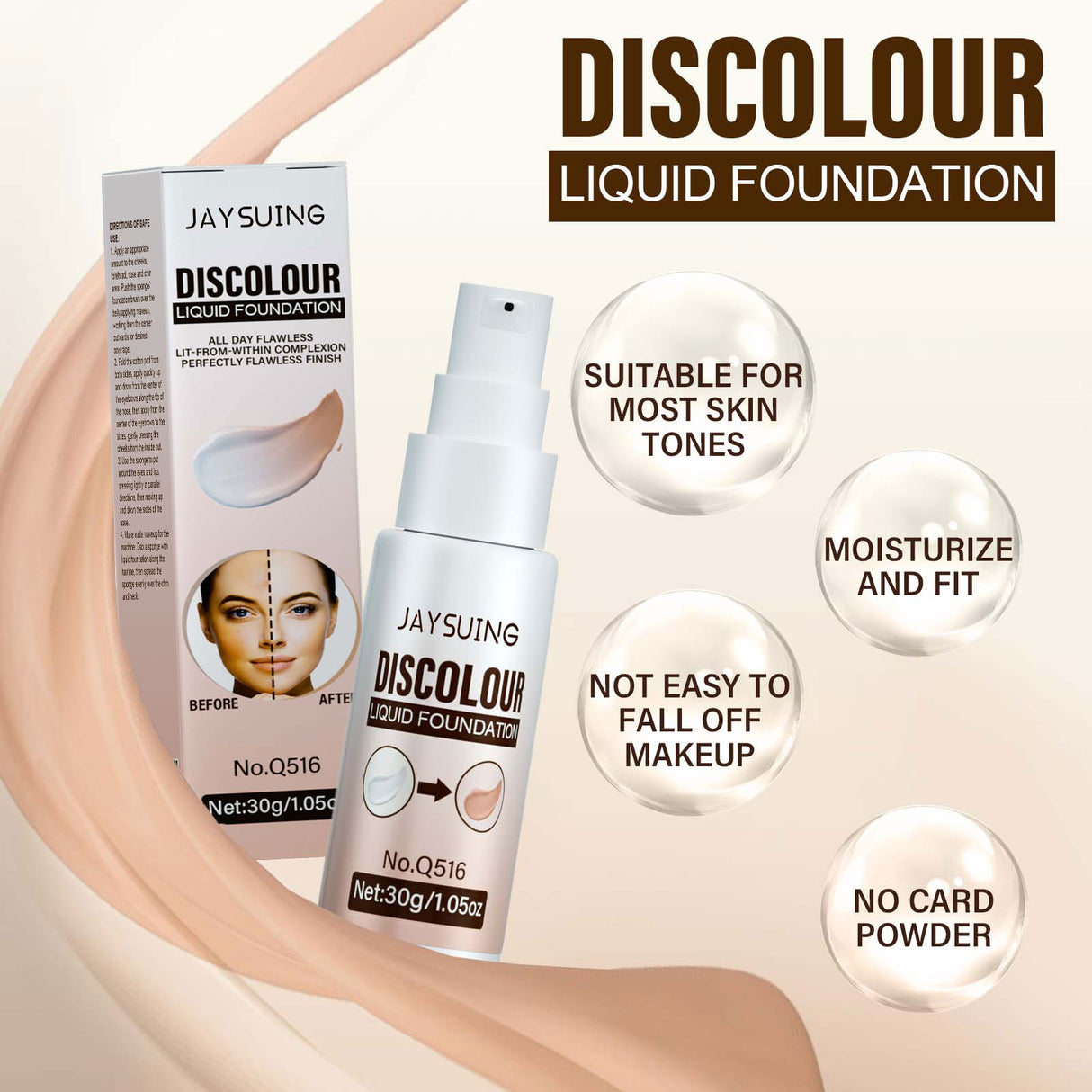 Warm Up Liquid Foundation, Skin Tone Liquid Foundation Brightening Portable Concealer Lasting And Not Easy to Fade - V.I.P Digital Presence