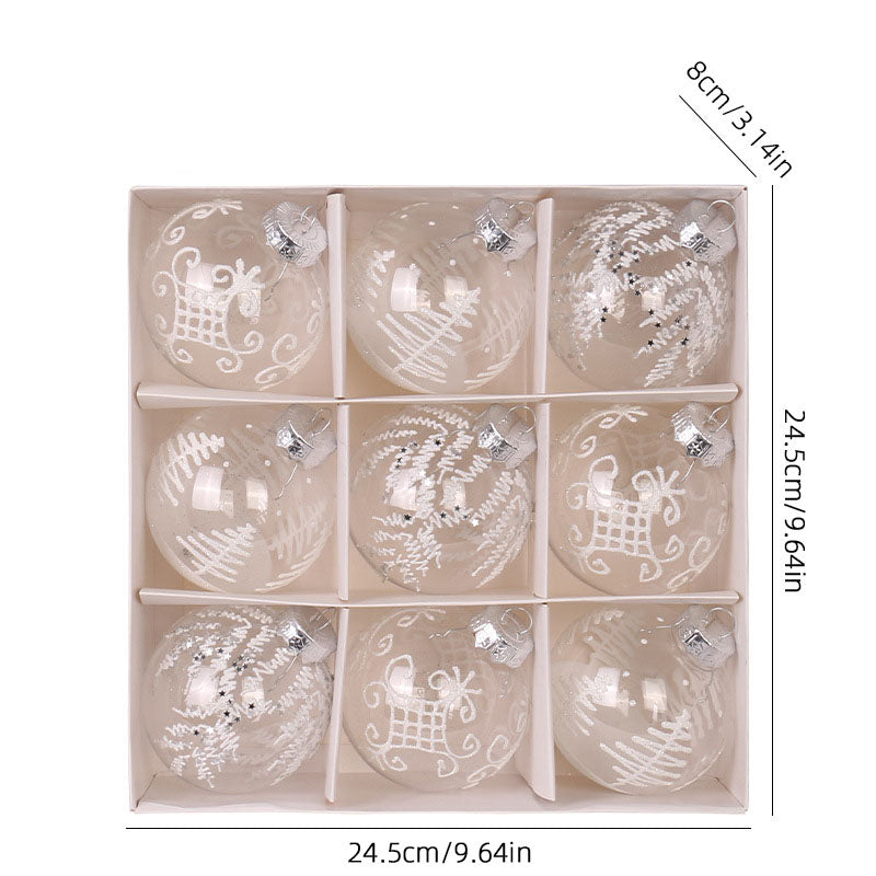 Christmas decorations 8cm/9PCS transparent PET painted Christmas ball gift box set Christmas tree pendant - V.I.P Digital Presence