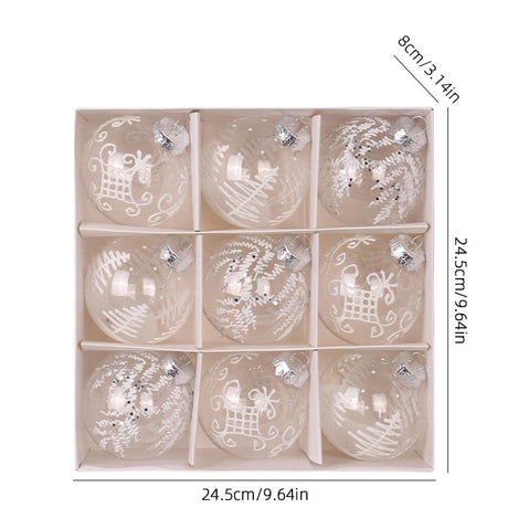 Christmas decorations 8cm/9PCS transparent PET painted Christmas ball gift box set Christmas tree pendant - V.I.P Digital Presence