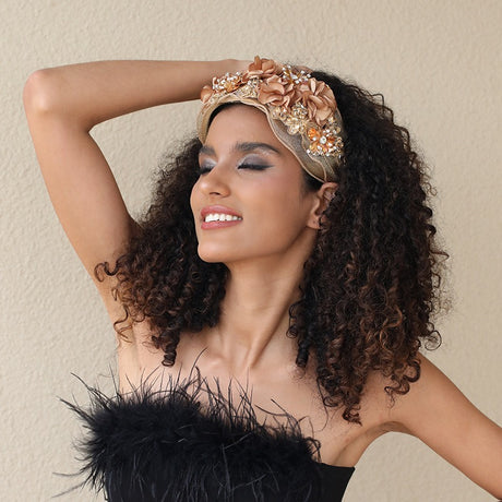 Fabric Flower Heavy Industry Wide Edge Crystal Headband Headband - V.I.P Digital Presence