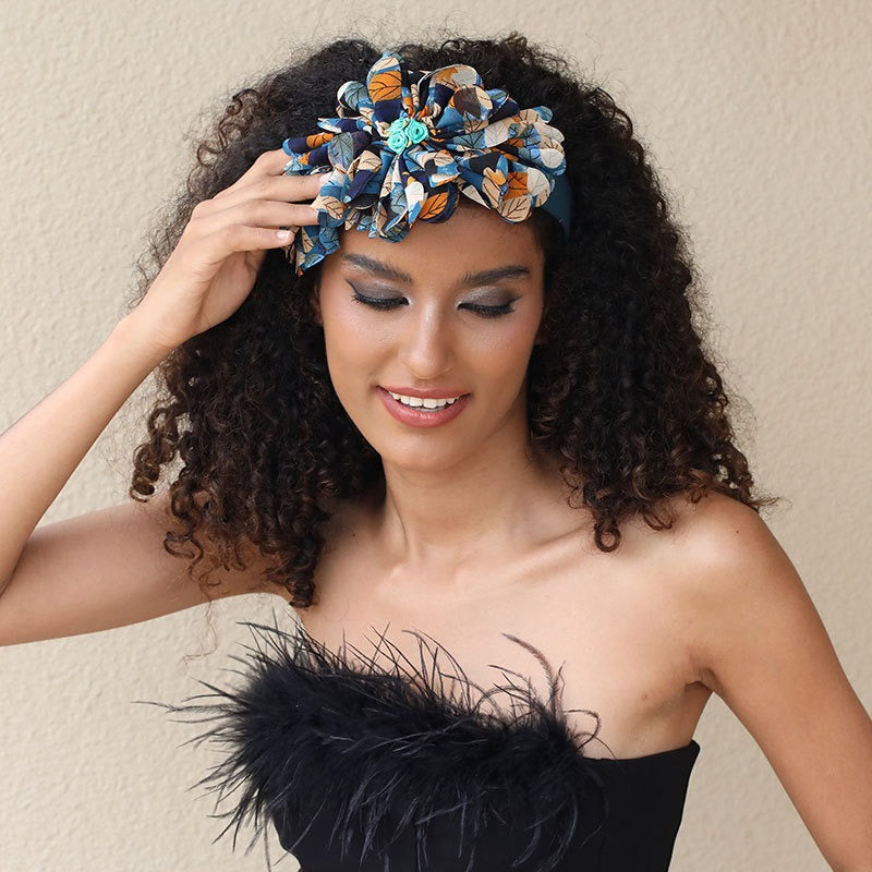 Exaggerated fabric oversized flower and leaf pattern headband - V.I.P Digital Presence