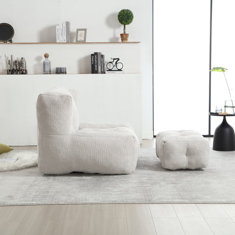 Fluffy bean bag chair Super soft couch chair with memory foam and footstool Indoor modern focus bean bag chair - V.I.P Digital Presence