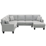 [VIDEO provided] [New] 108*85.5" Modern U Shape Sectional Sofa 7 Seat Fabric Sectional Sofa Set - V.I.P Digital Presence