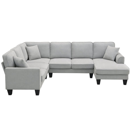 [VIDEO provided] [New] 108*85.5" Modern U Shape Sectional Sofa 7 Seat Fabric Sectional Sofa Set - V.I.P Digital Presence