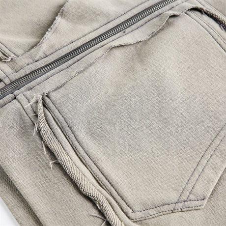 Post-Apocalyptic Punk Distressed Hooded Sweatshirt Loose Short Jacket for Men - V.I.P Digital Presence