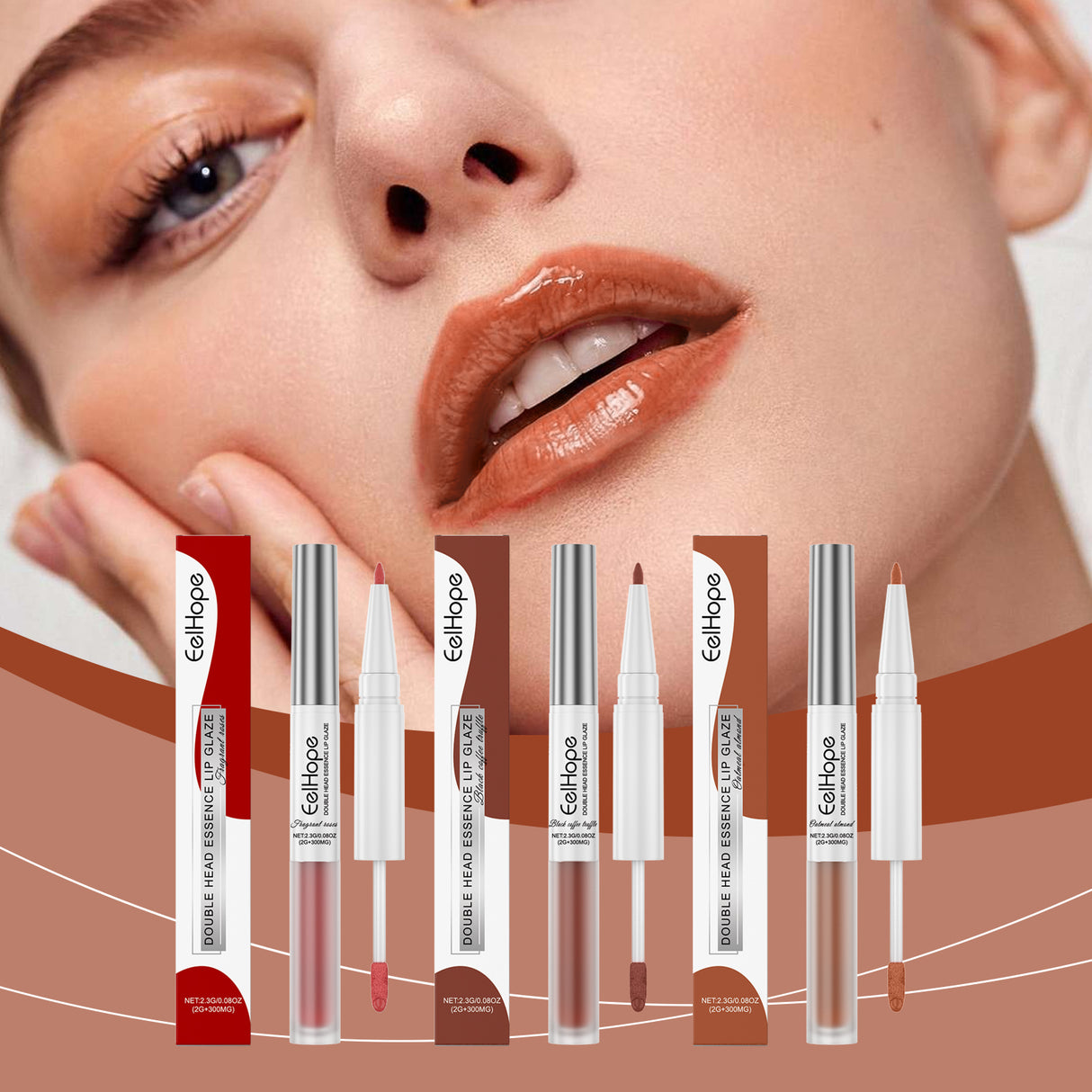 Double Head Essence Lip Line Lip Glaze Pen 2-In-1 Lip Line Lip Glaze Mirror Gloss Lipstick Lip Gloss - V.I.P Digital Presence