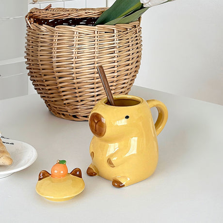Fun 3D Capybara Mug Pair：3D capybara - designed mugs with handles & lids. A wonderful gift choice for girls. - V.I.P Digital Presence
