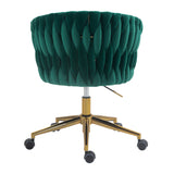 Modern design with wheels and a hand woven dressing chair with adjustable 360 ° rotation height (green)