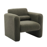 Modern style chair with sheepskin Sherpa fabric soft cushion, comfortable armchair, soft with backrest and pillow, seaweed green - V.I.P Digital Presence