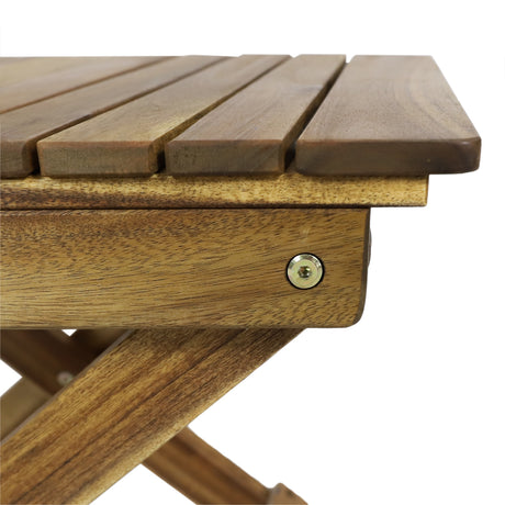 Outdoor Folding Wooden Side Table, Natural, 15"D x 22.75"W x 18.25"H - V.I.P Digital Presence