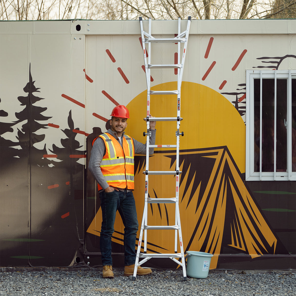 17ft Multi-Position Foldable Aluminum Ladder, A-Frame and Straight Ladder, ANSI 250lbs - V.I.P Digital Presence