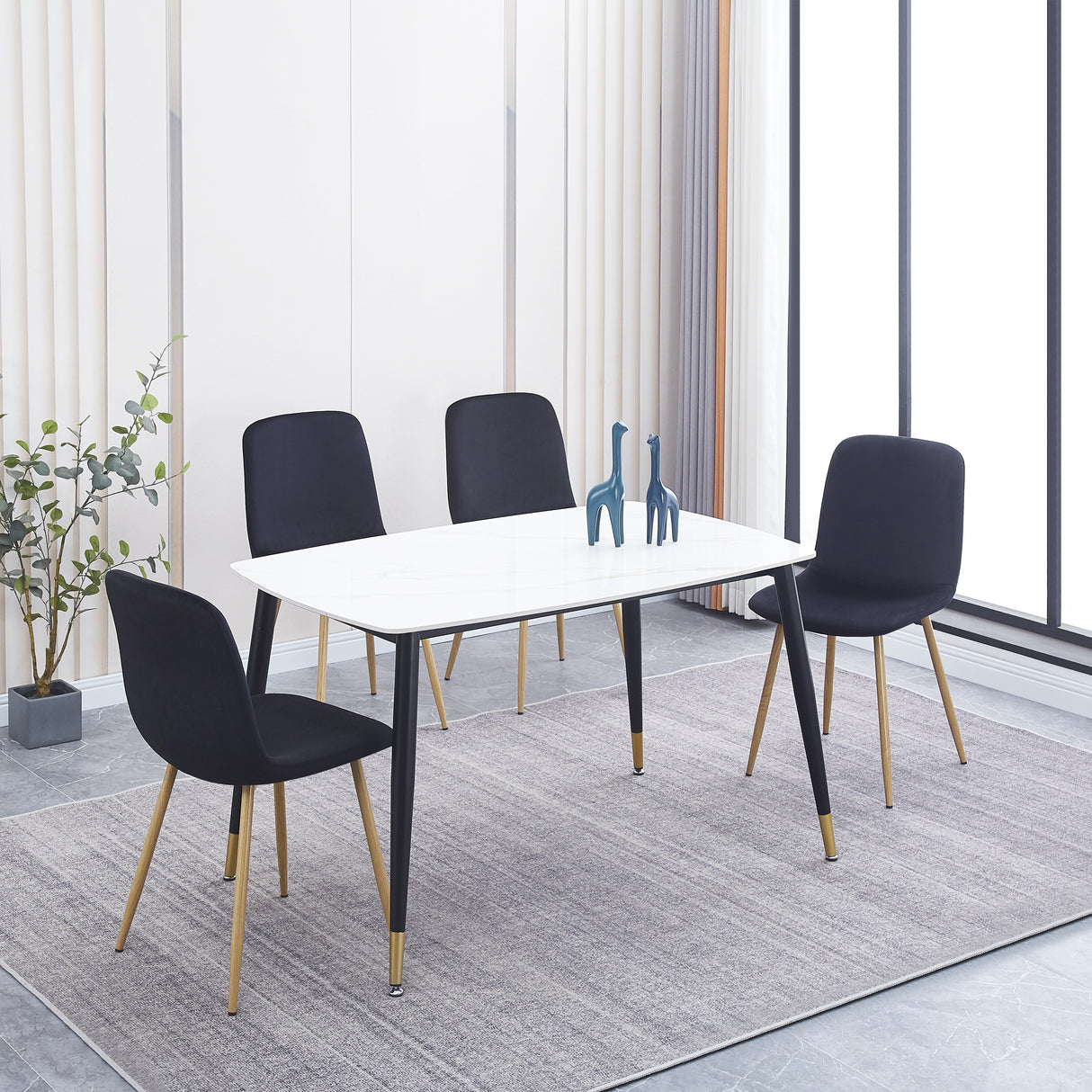 Dining Chair 4PCS（BLACK）Modern style New technology Suitable for restaurants cafes taverns offices