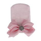 European and American Big Bow Glittering Diamond Pink Stripe Girl Baby Knitted Hat Newborn Baby Pullover Hat - V.I.P Digital Presence