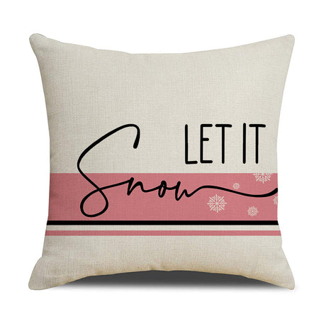 Pink cartoon Christmas linen pillowcase, sofa cushion, home goods pillowcase - V.I.P Digital Presence