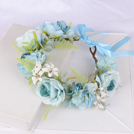 Flower Wreath Simulation Flower Leaves Hair Strap Photography Retro Hanfu Bridal Girl Flower Wreath Headwear - V.I.P Digital Presence