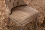 High-end Tufted Solid Wood Contemporary Velvet Upholstered Dining Chair with Wood Legs Nailhead Trim 2-Pcs Set Khaki