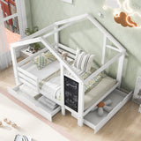 Full House Bed with Blackboard and Drawers Two assembly options White - V.I.P Digital Presence