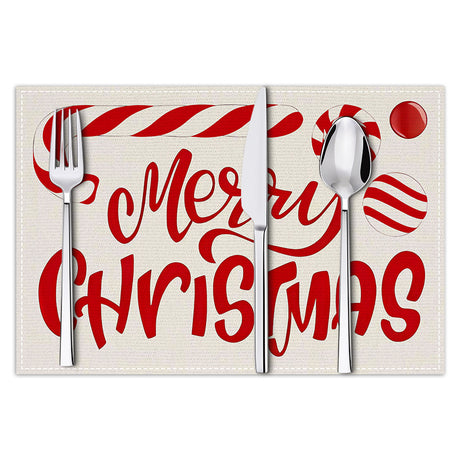 Christmas meal mat linen candy letter printed table mat living room dining table decoration insulation mat - V.I.P Digital Presence