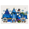 Christmas gnome printed placemat blue series linen dining table insulation mat holiday party decoration table mat - V.I.P Digital Presence