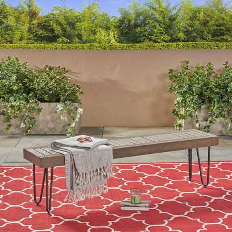 JANE INDUSTRIAL WOOD AND METAL BENCH - V.I.P Digital Presence