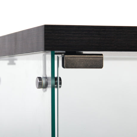 4 glass display cabinets with door shelves, floor standing antique bookshelf, 64.7 "* 16.7" * 14.3 ", black - V.I.P Digital Presence