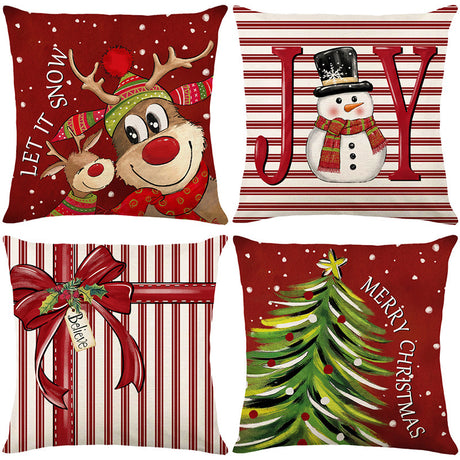 Christmas Pillow Cover Decoration Linen Printed Porch Courtyard Sofa Home Decoration Pillow Cover (excluding pillow core) - V.I.P Digital Presence