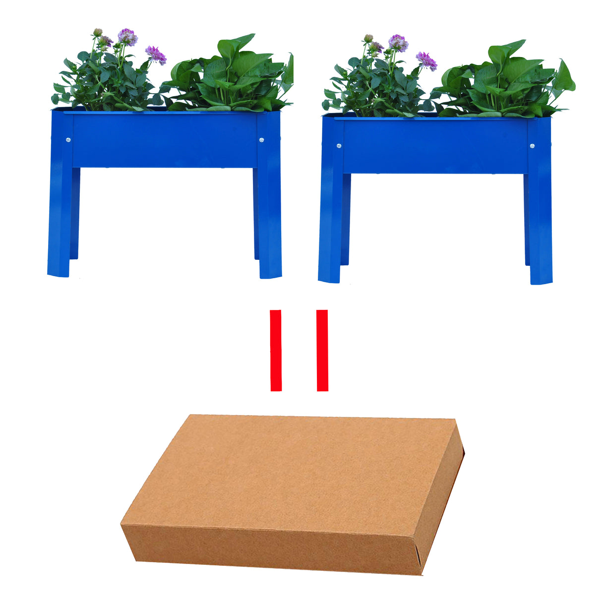 Elevated garden bed metal elevated outdoor flowerpot box suitable for backyard and terrace large flowerpot flower(Blue*2） - V.I.P Digital Presence