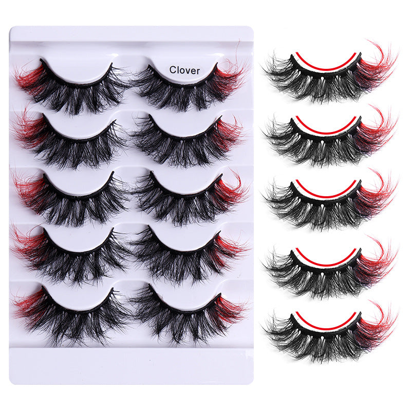 5 Pairs Of Colorful Fried False Eyelashes Multi Layer Thick Cross Mink Like Eyelashes - V.I.P Digital Presence