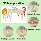 Kids Table and 2 Chairs Set 3 Pieces Toddler Table and Chair Set Wooden Activity Play Table Set (Lion&Monkey) - V.I.P Digital Presence