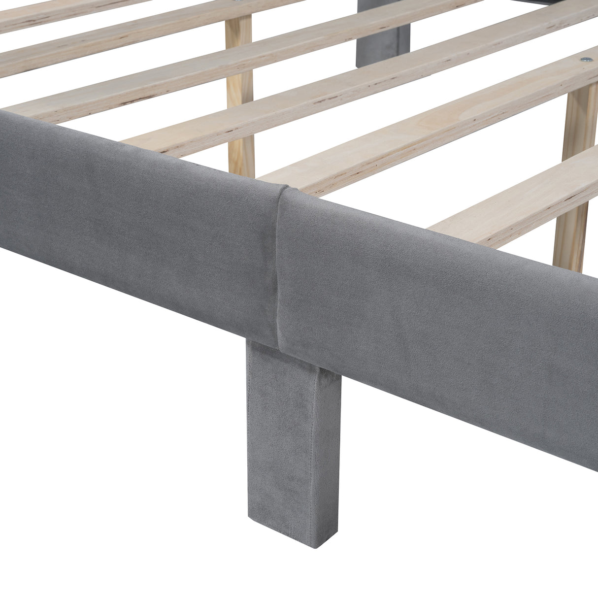 Full Size Storage Bed Velvet Upholstered Platform Bed with a Big Drawer - Gray - V.I.P Digital Presence